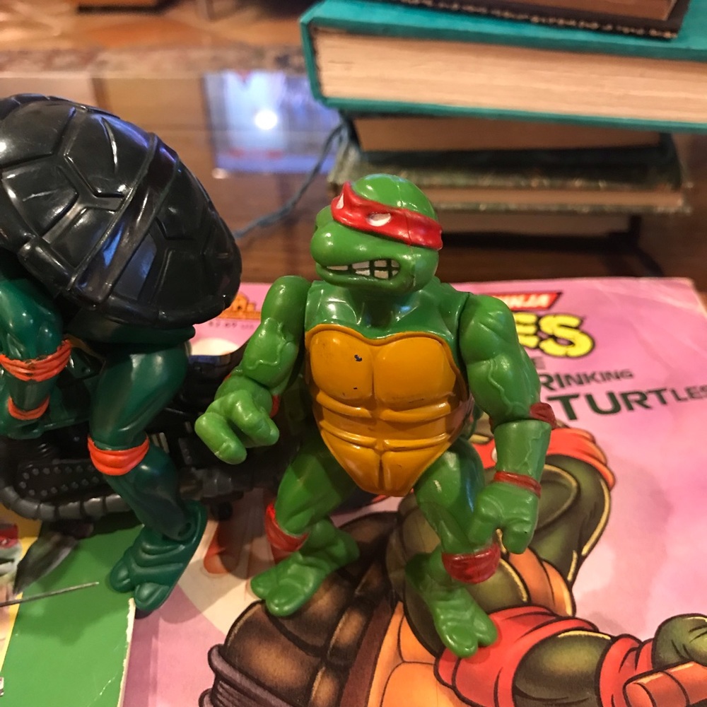 ~~~~~~~~~~~ SOLD__FOUR MOVEABLE NINJA TURTLES/THE NINJA TURTLE MOTORCYCLE/BOOKS - Picture 3 of 16